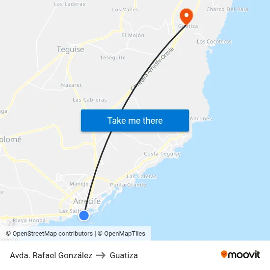 Avda. Rafael González to Guatiza map