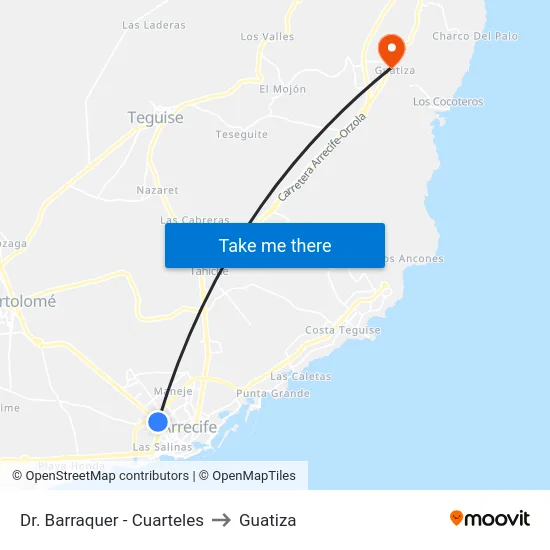 Dr. Barraquer - Cuarteles to Guatiza map