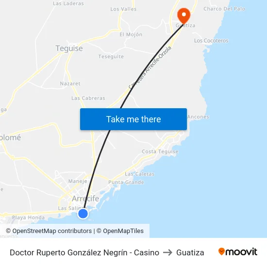 Doctor Ruperto González Negrín - Casino to Guatiza map