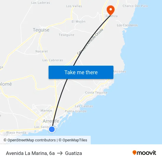 Avenida La Marina, 6a to Guatiza map