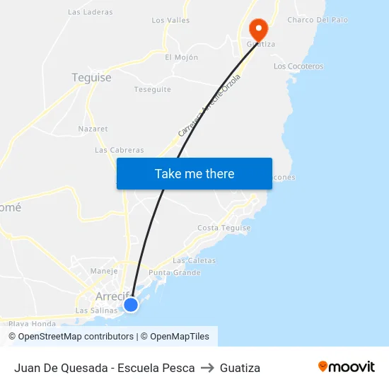 Juan De Quesada - Escuela Pesca to Guatiza map