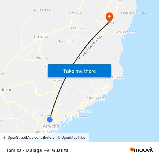 Temisa - Malaga to Guatiza map