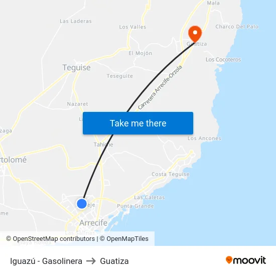 Iguazú - Gasolinera to Guatiza map