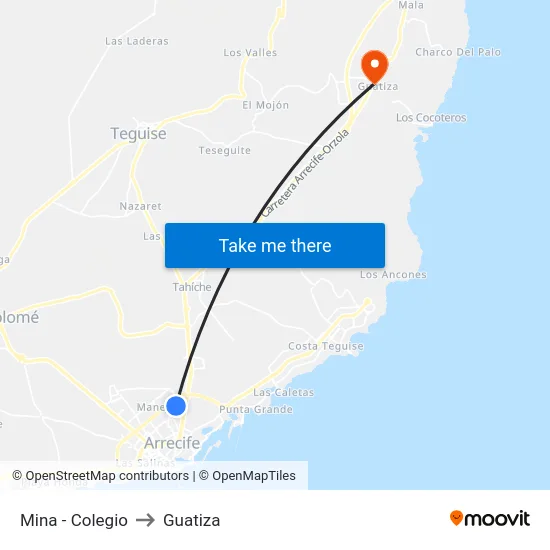 Mina - Colegio to Guatiza map