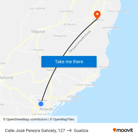 Calle José Pereyra Galviaty, 127 to Guatiza map