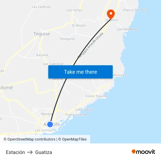 Estación to Guatiza map
