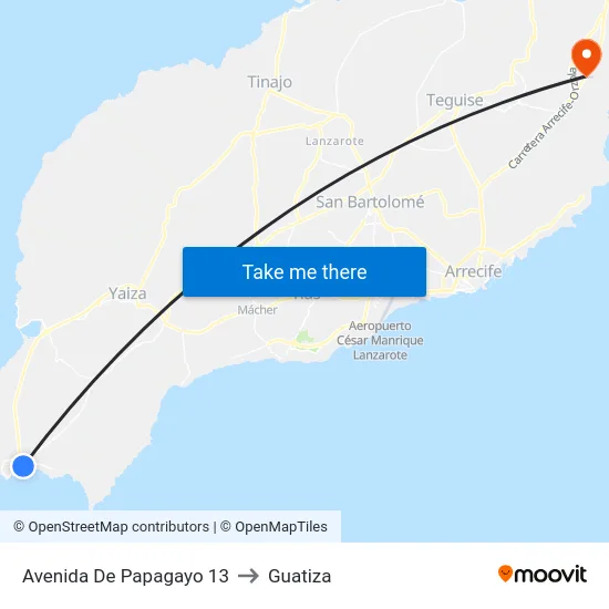 Avenida De Papagayo 13 to Guatiza map