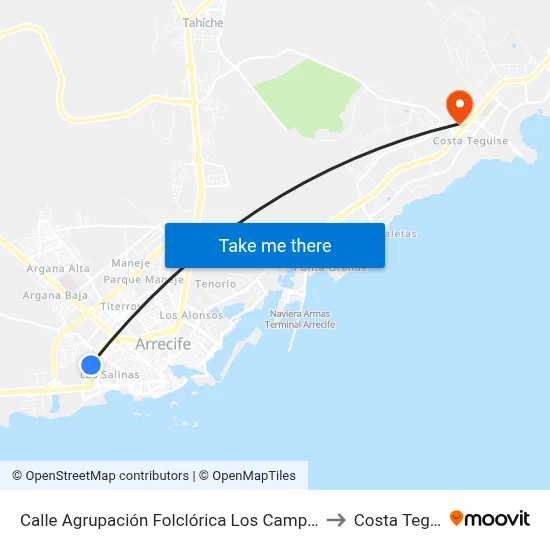 Calle Agrupación Folclórica Los Campesinos, 86 to Costa Teguise map