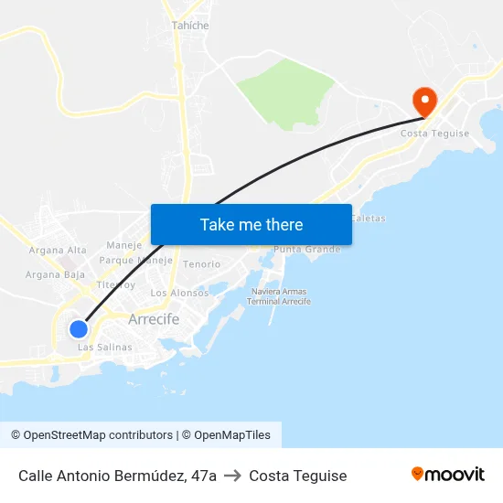 Calle Antonio Bermúdez, 47a to Costa Teguise map
