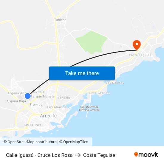 Calle Iguazú - Cruce Los Rosa to Costa Teguise map