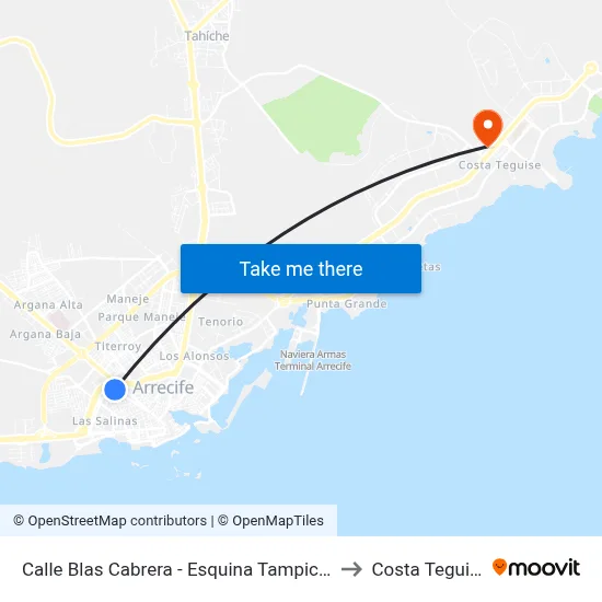 Calle Blas Cabrera - Esquina Tampico, 7 to Costa Teguise map