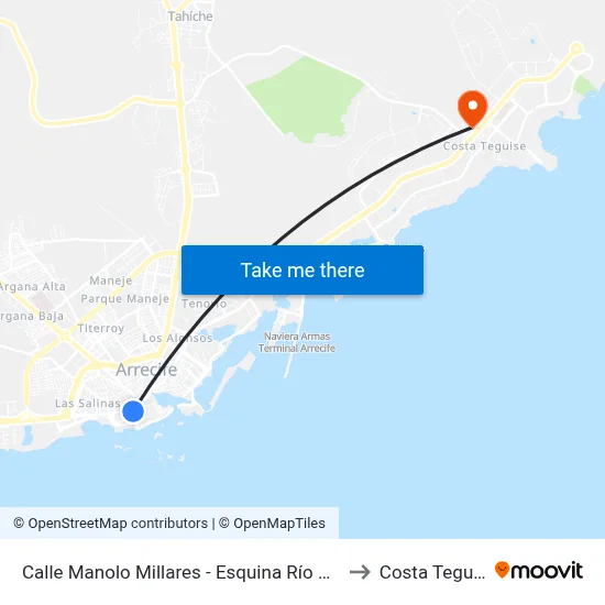 Calle Manolo Millares - Esquina Río De Oro to Costa Teguise map
