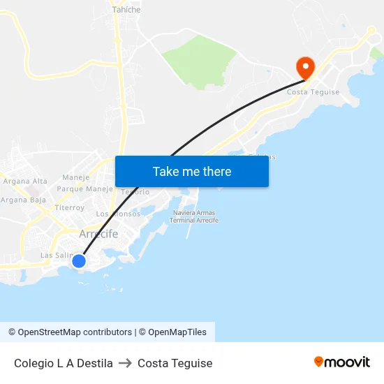 Colegio L A Destila to Costa Teguise map
