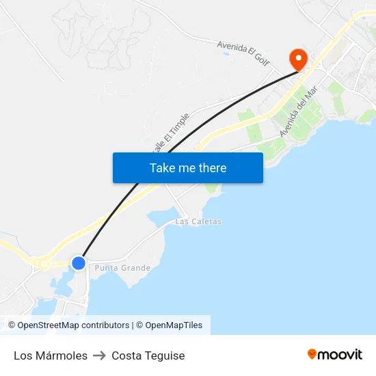 Los Mármoles to Costa Teguise map
