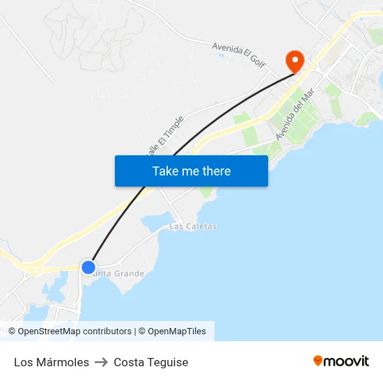 Los Mármoles to Costa Teguise map