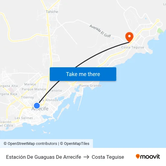 Estación De Guaguas De Arrecife to Costa Teguise map