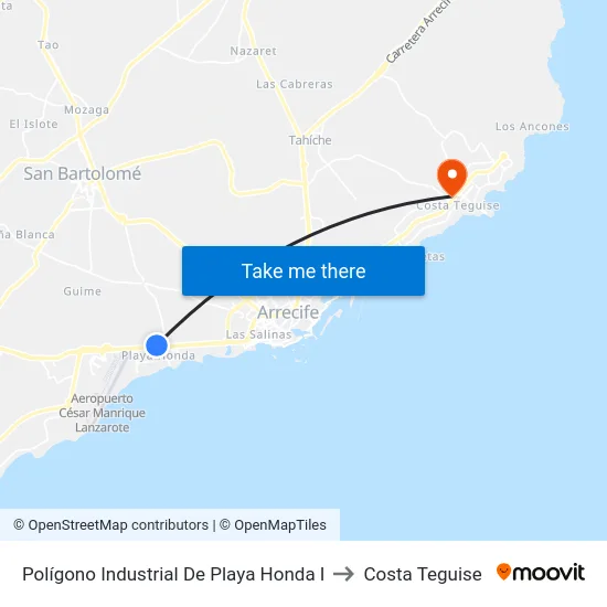 Polígono Industrial De Playa Honda I to Costa Teguise map
