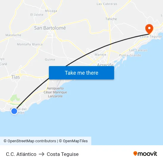 C.C. Atlántico to Costa Teguise map