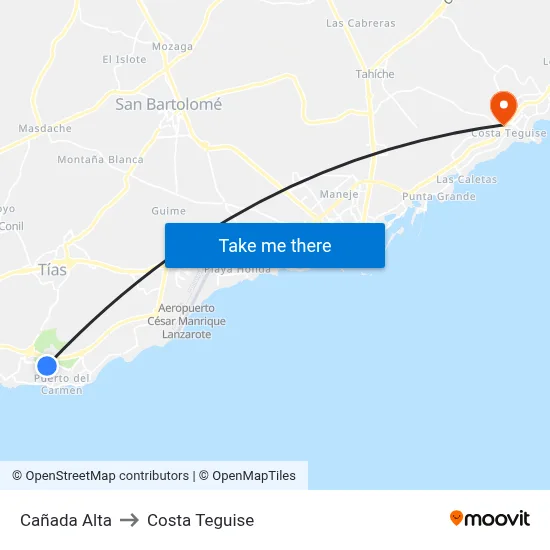 Cañada Alta to Costa Teguise map