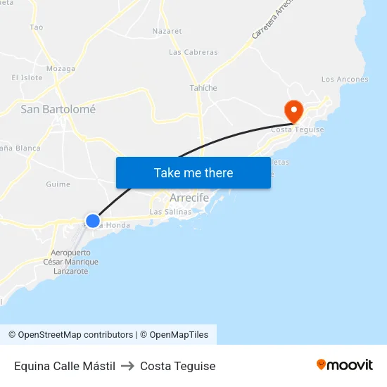 Equina Calle Mástil to Costa Teguise map