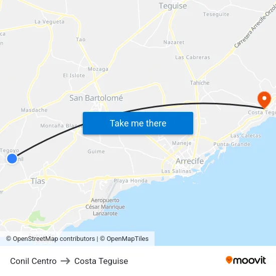 Conil Centro to Costa Teguise map