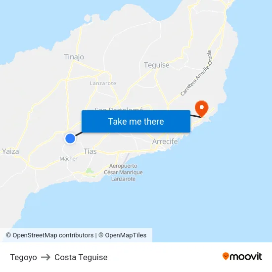 Tegoyo to Costa Teguise map