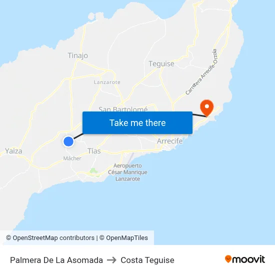 Palmera De La Asomada to Costa Teguise map