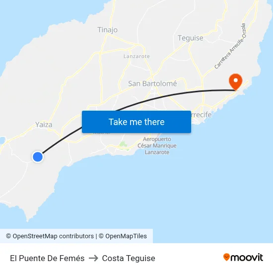 El Puente De Femés to Costa Teguise map