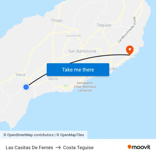 Las Casitas De Femés to Costa Teguise map