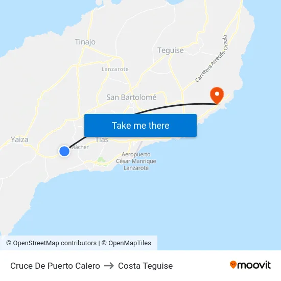 Cruce De Puerto Calero to Costa Teguise map