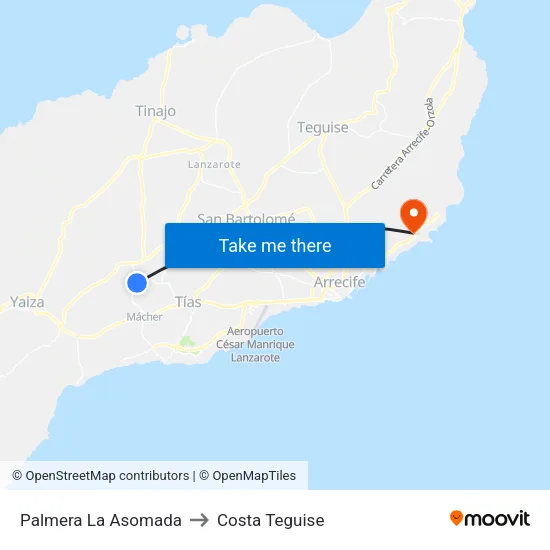 Palmera La Asomada to Costa Teguise map