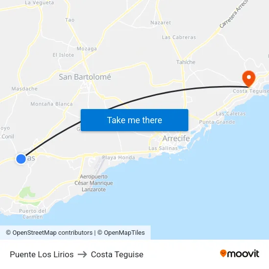 Puente Los Lirios to Costa Teguise map