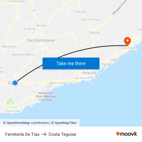 Ferretería De Tías to Costa Teguise map