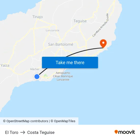 El Toro to Costa Teguise map