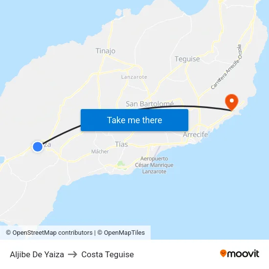 Aljibe De Yaiza to Costa Teguise map