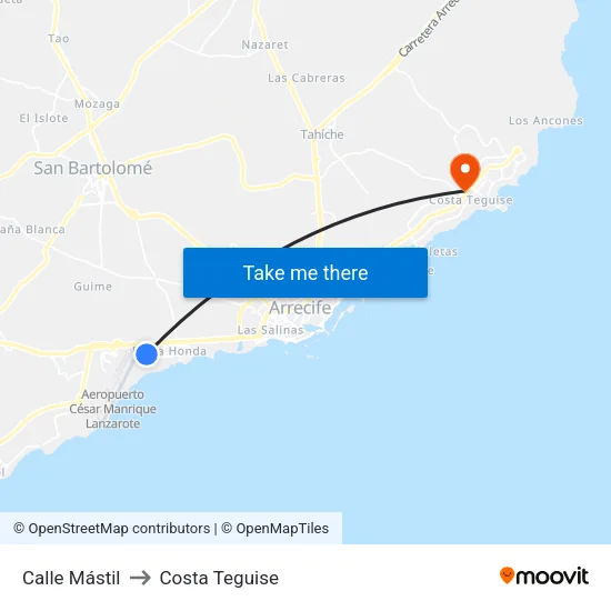 Calle Mástil to Costa Teguise map