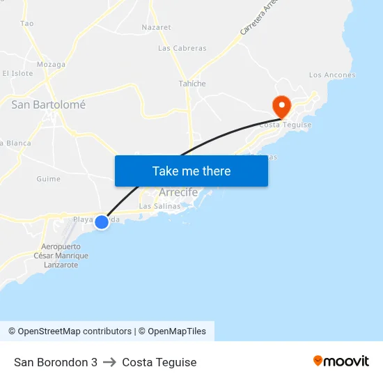 San Borondon 3 to Costa Teguise map