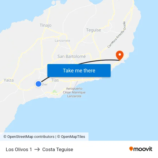 Los Olivos 1 to Costa Teguise map