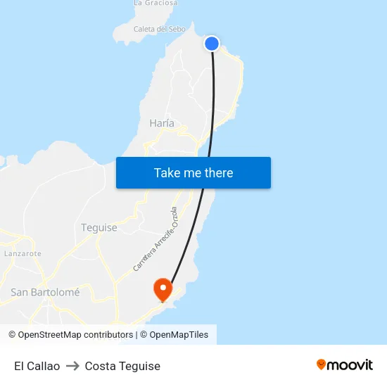 El Callao to Costa Teguise map
