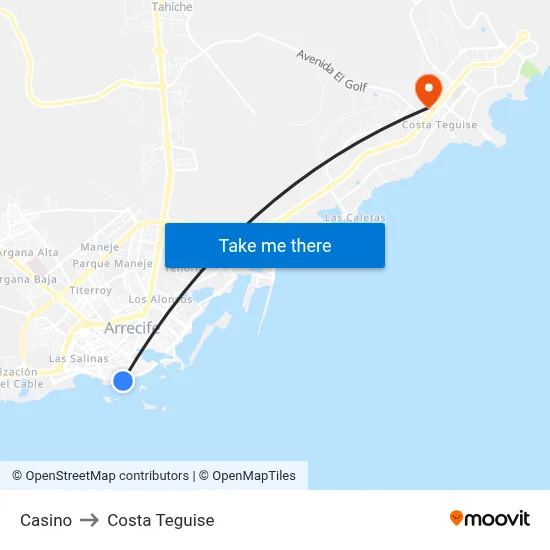 Casino to Costa Teguise map