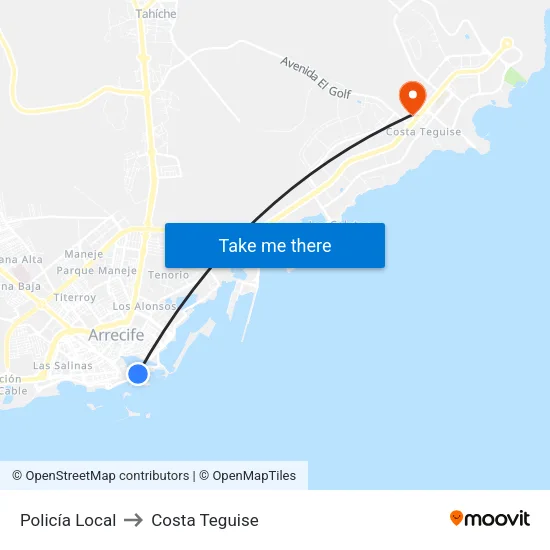 Policía Local to Costa Teguise map