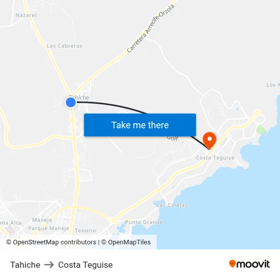 Tahiche to Costa Teguise map