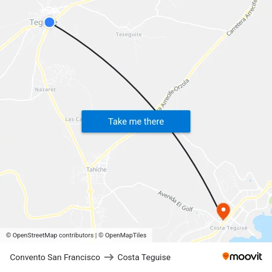 Convento San Francisco to Costa Teguise map