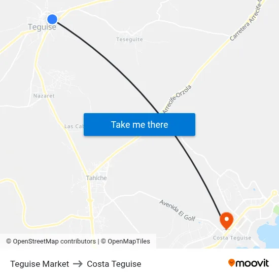 Teguise Market to Costa Teguise map
