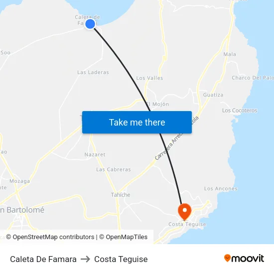 Caleta De Famara to Costa Teguise map