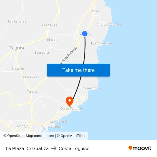 La Plaza De Guatiza to Costa Teguise map
