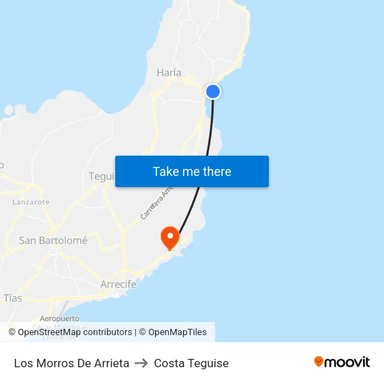 Los Morros De Arrieta to Costa Teguise map