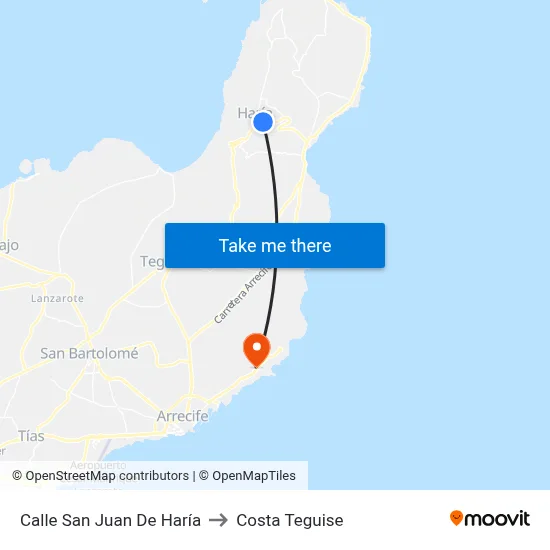 Calle San Juan De Haría to Costa Teguise map