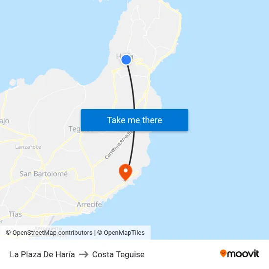 La Plaza De Haría to Costa Teguise map