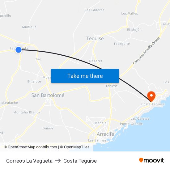 Correos La Vegueta to Costa Teguise map